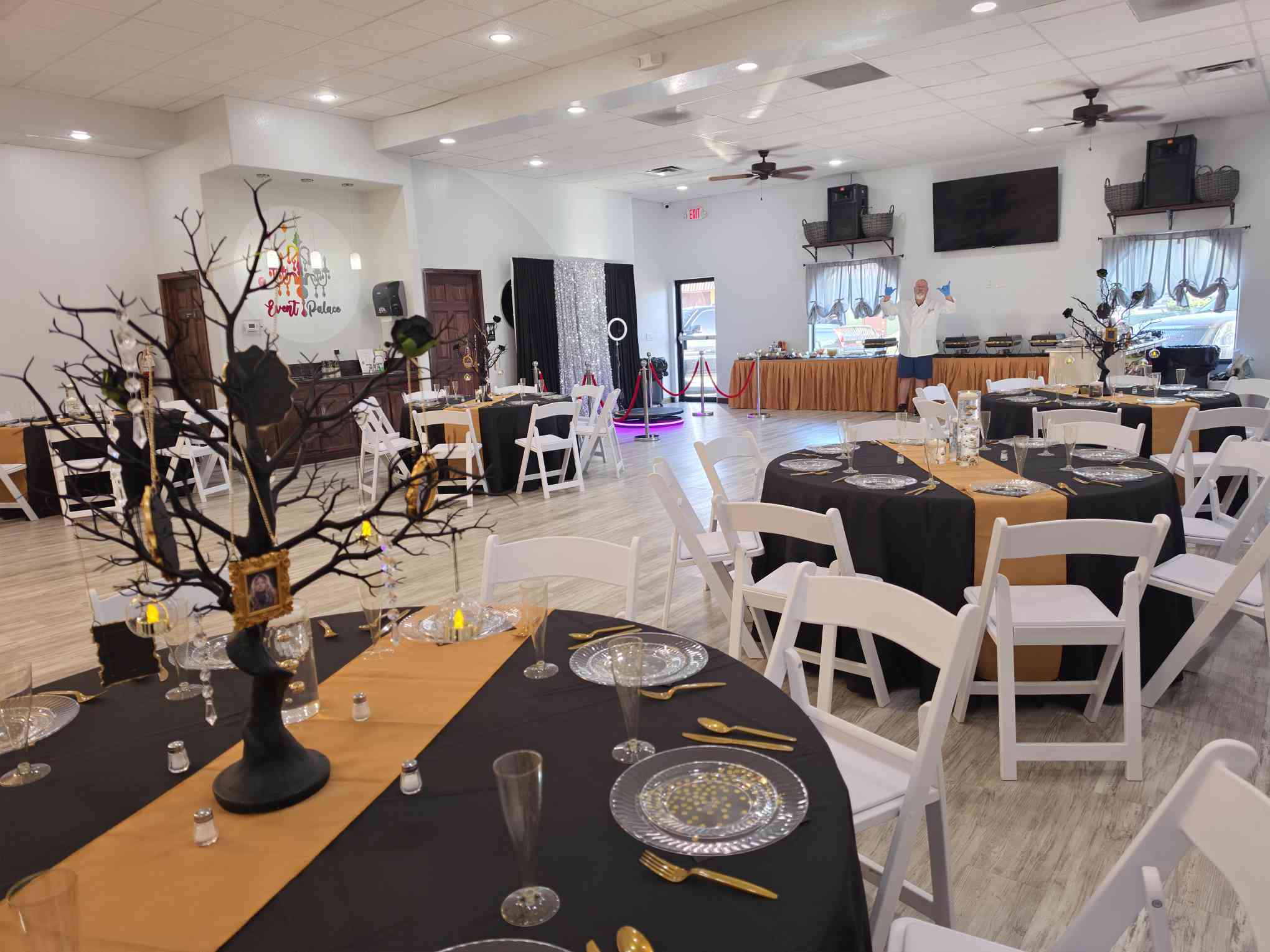 Full-room banquet layout at Event Palace